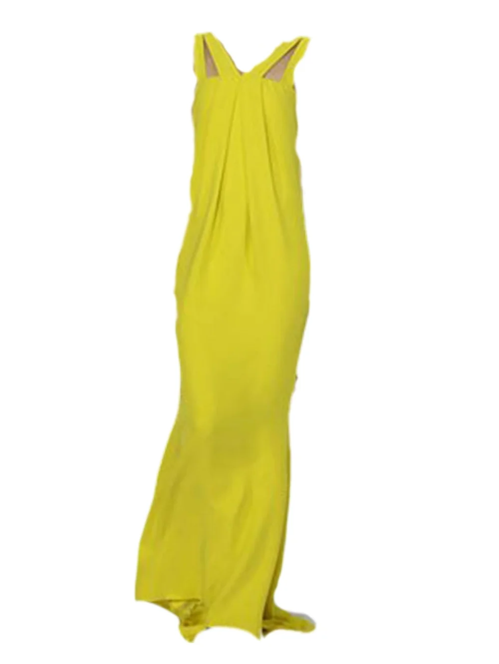 ●$5,000 OSCAR DE LA RENTA CHARTREUSE SILK GREECE YELLOW RUNWAY GOWN US 8